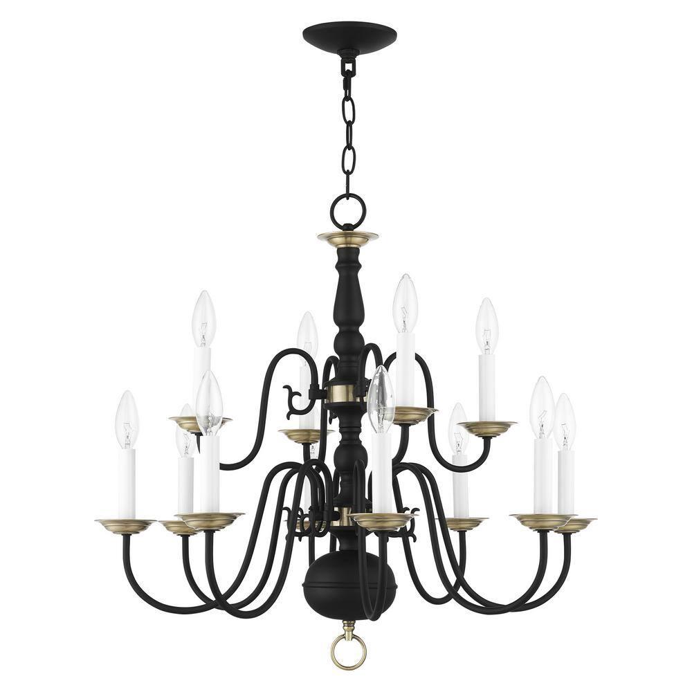Livex Lighting Williamsburgh 12 - Light Chandelier in  Black