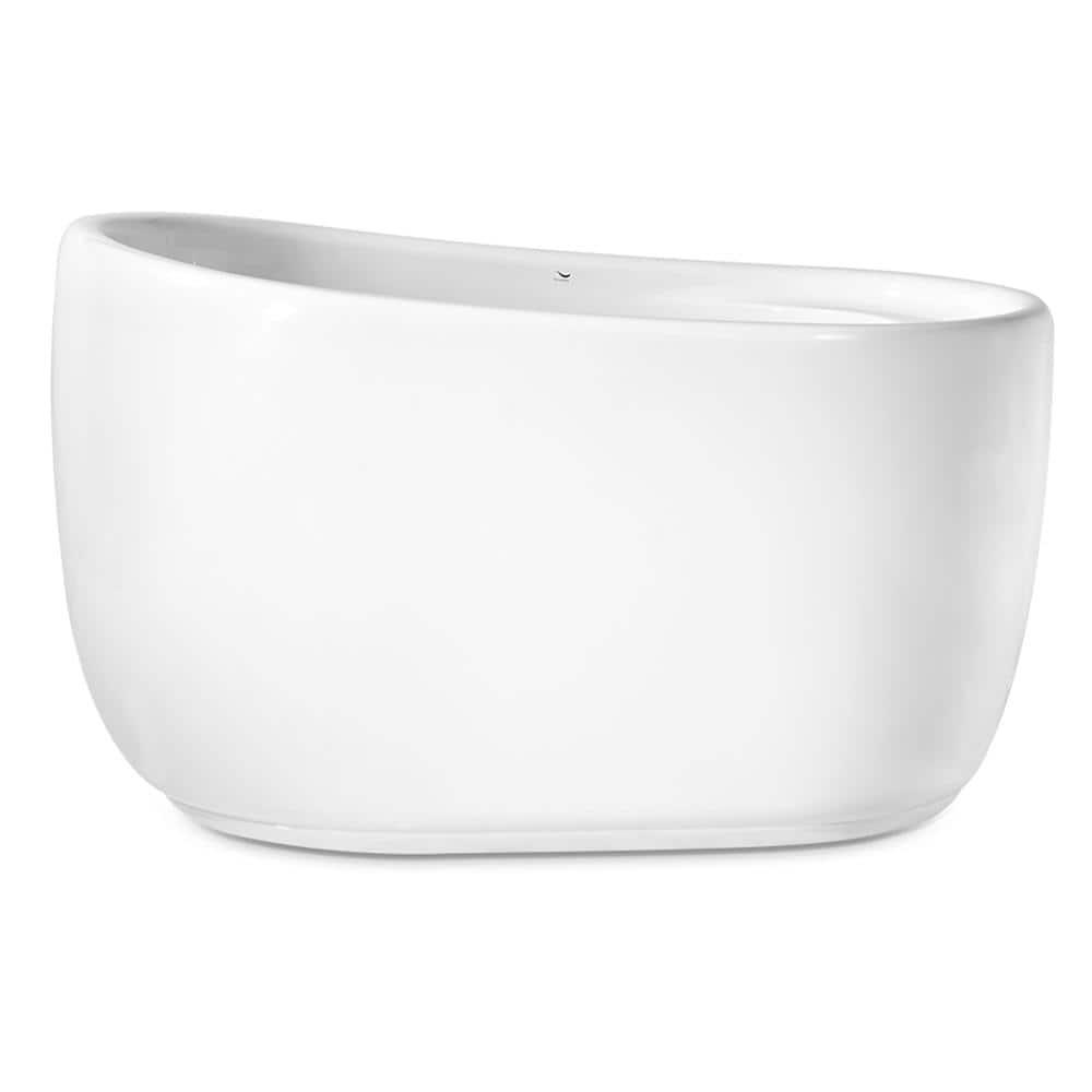 51" Streamline Freestanding Soaking Acrylic Bathtub With Drain and Bamboo Tray