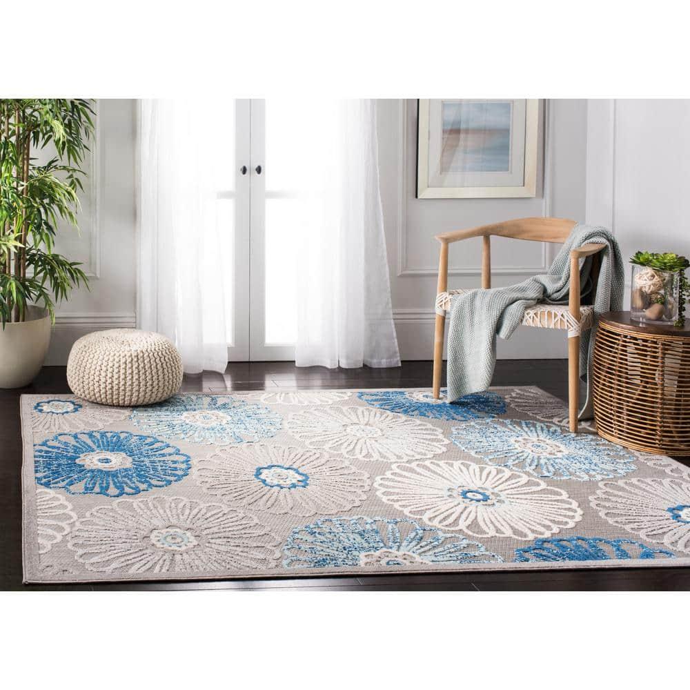 Cabana CBN801 Power Loomed Indoor/Outdoor Area Rug - Grey/Blue - 8'9"x11'9" - Safavieh