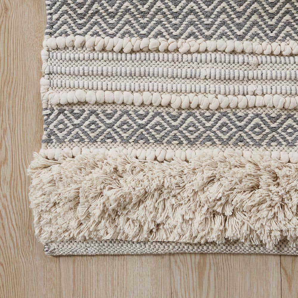 INK+IVY Asher Cotton Blend Bath Rug with Non-Slip Backing