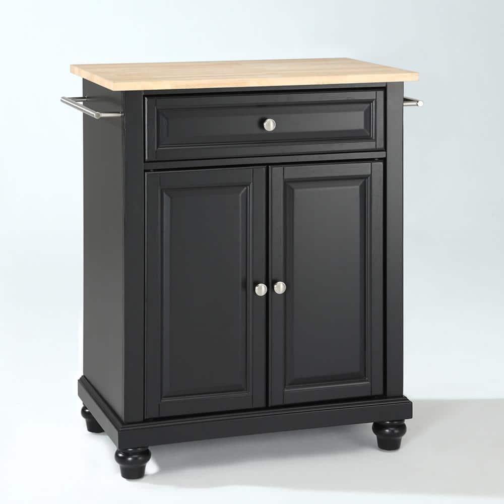 Crosley Brands Cambridge Wood Top Portable Kitchen Island/Cart Black/Natural
