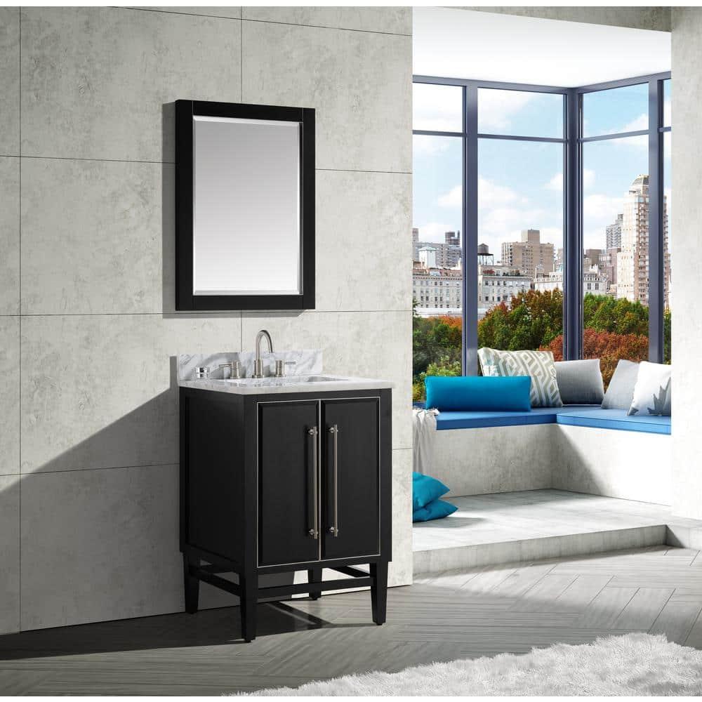Mason 25" Black Solid Wood Vanity with Carrara Marble Top