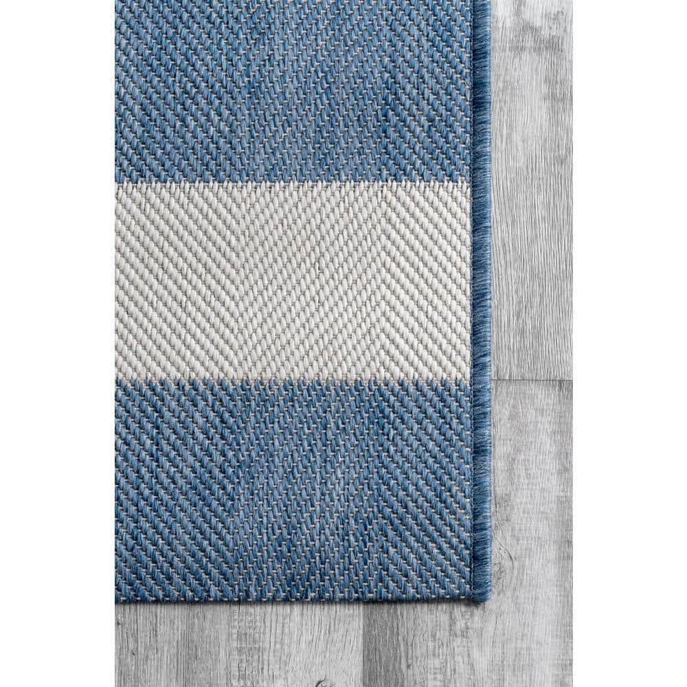 Nuloom Alexis Striped 3x5 Indoor/Outdoor Accent Rug for Living Room Patio Deck Front Porch Entryway Kitchen, Blue/Ivory