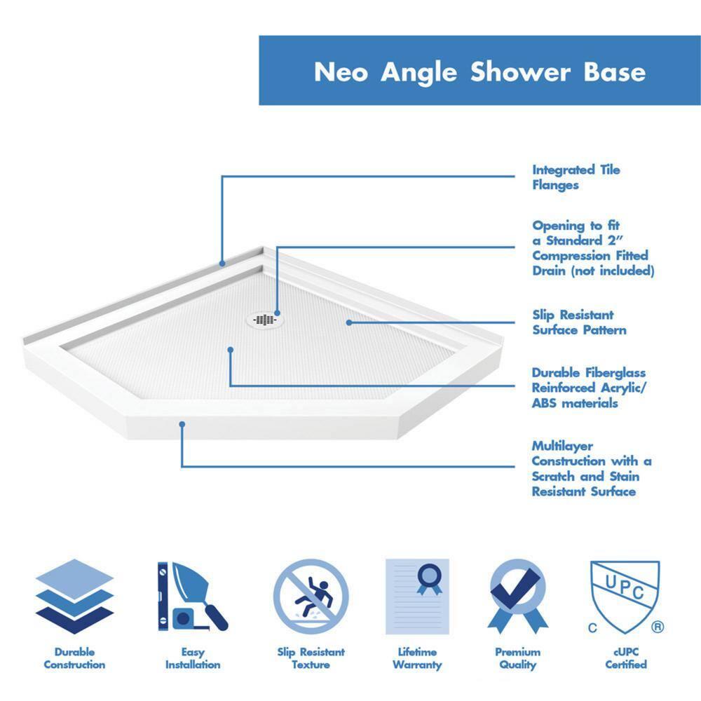 DreamLine Prism 38" W x 38" D x 74.75" H Frameless Neo-Angle Shower Enclosure with Base Included