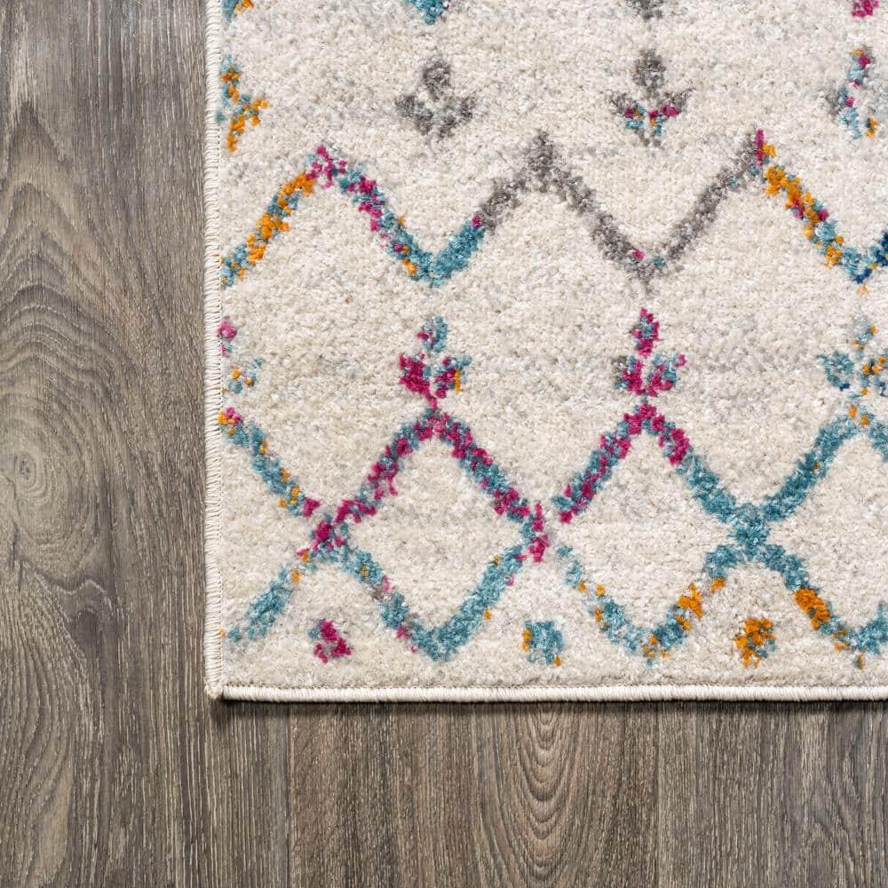 JONATHAN Y Moroccan HYPE Boho Vintage Diamond Ivory/Multi 3 ft. x 5 ft. Area Rug