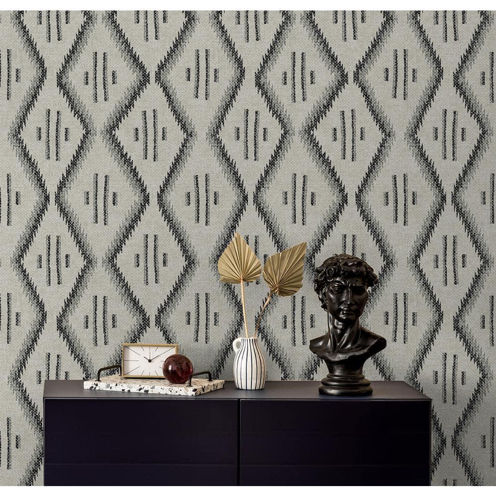 Modern Heirloom White and Black Vinyl Peel and Stick Wallpaper