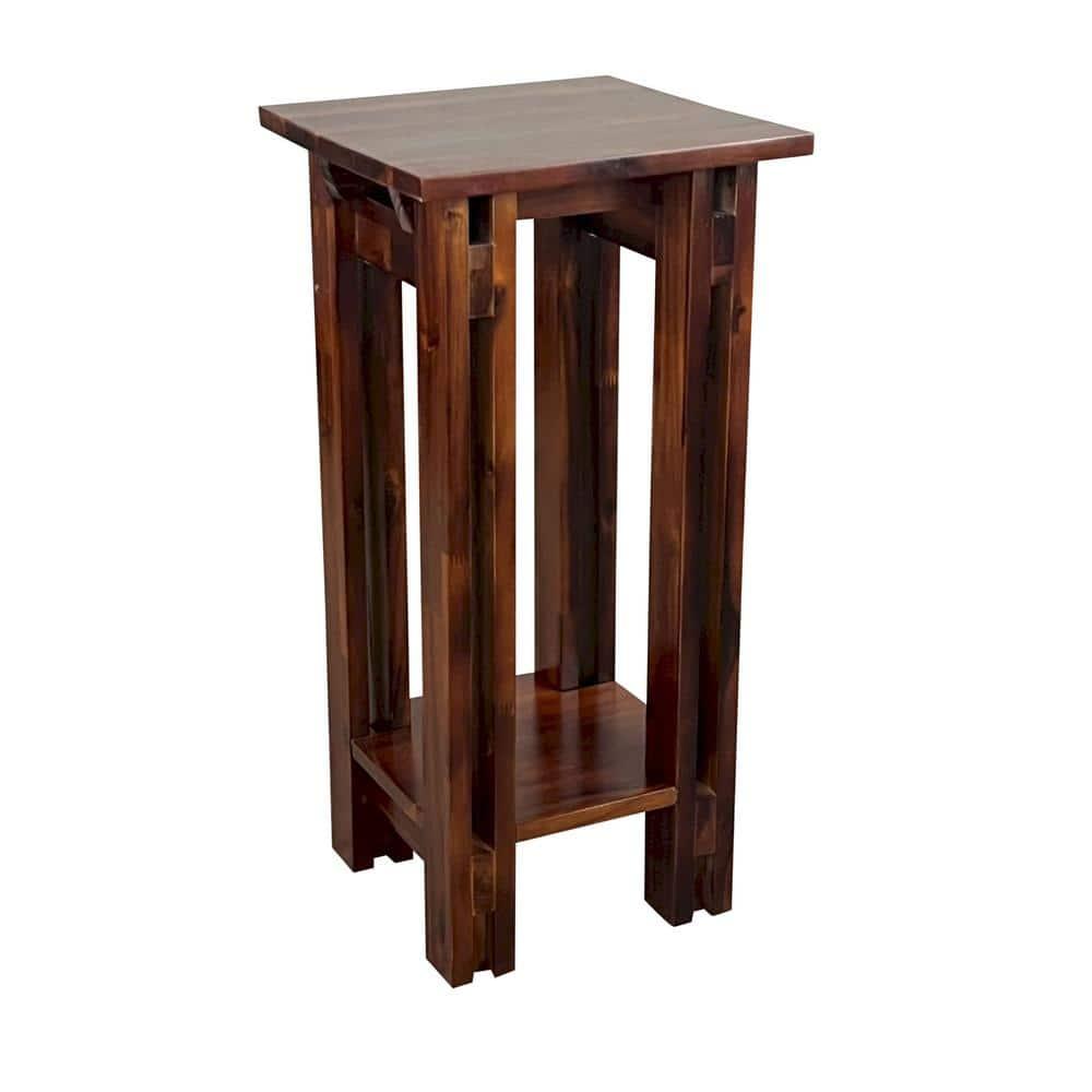 27.75"H x 13" Square Acacia Wood Architectural Plant/Telephone Table, Mahogany