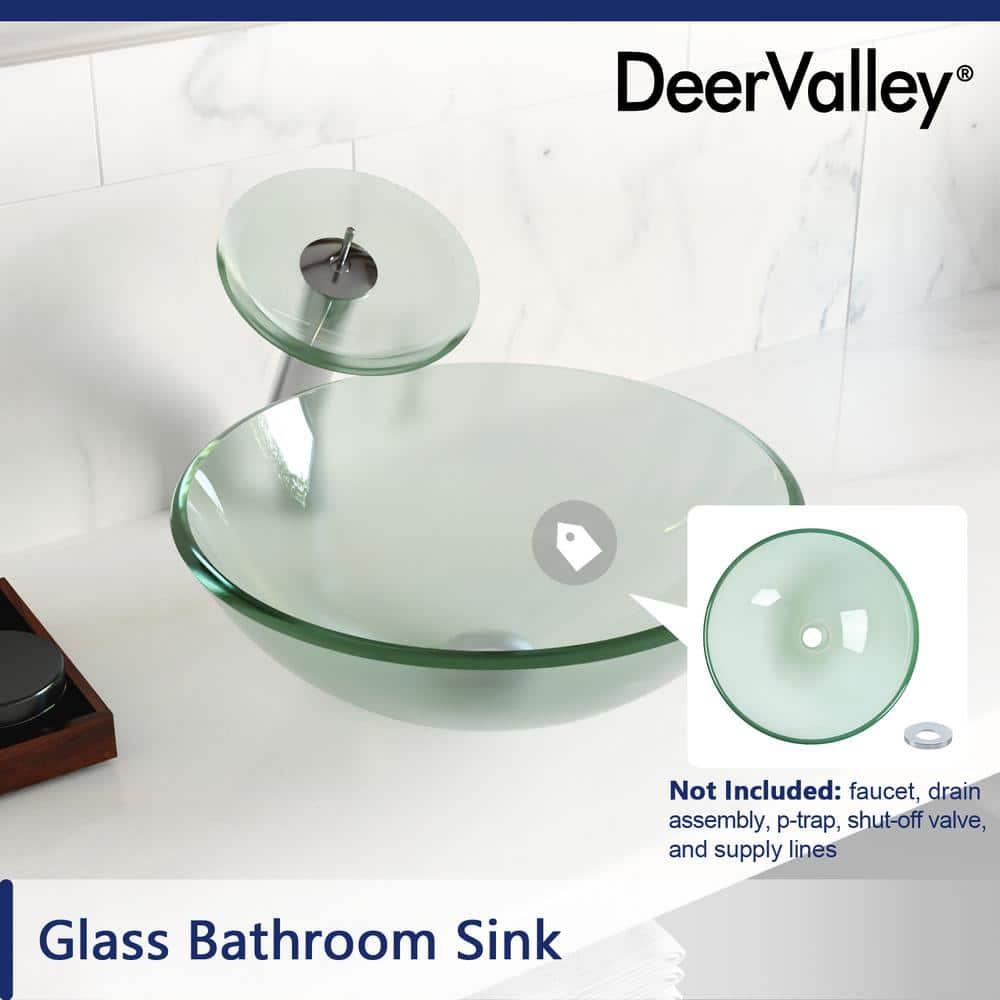 DeerValley Symmetry 16.5'' Circular Glass Vessel Bathroom Sink