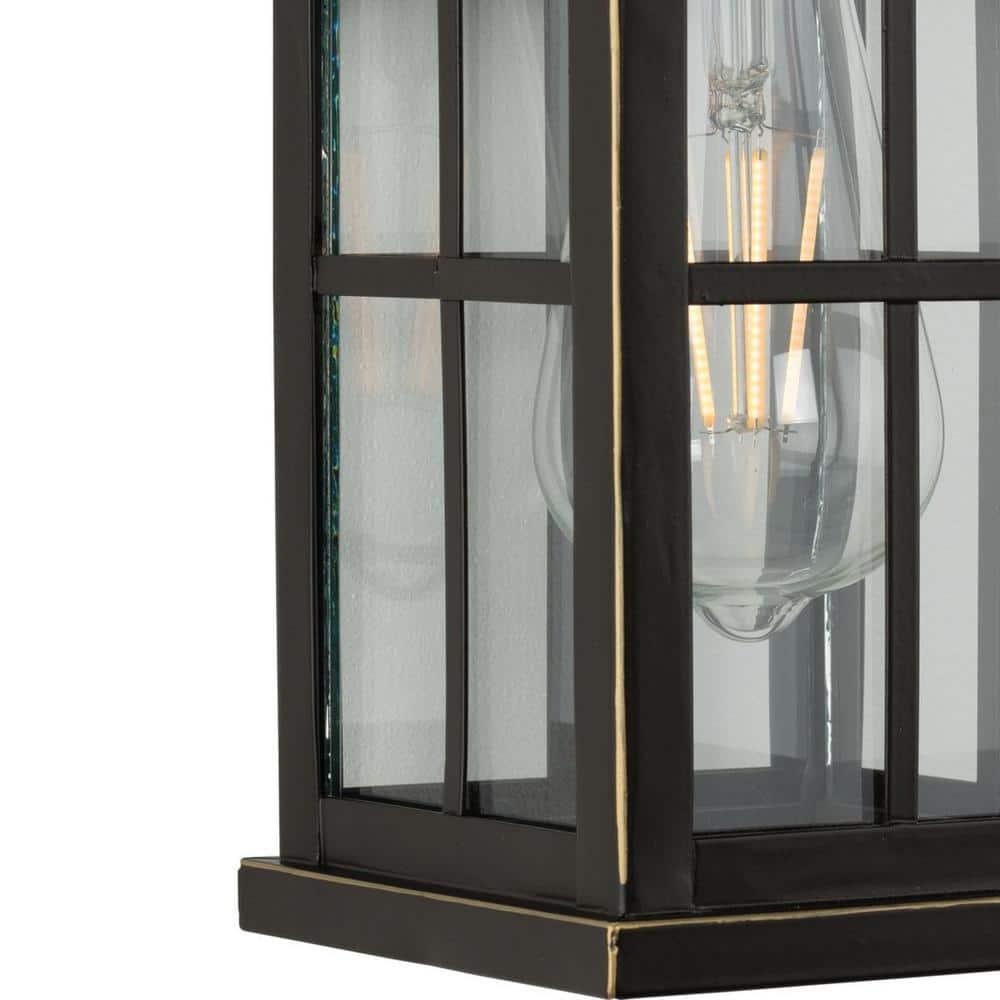 Progress Lighting Williamston 1-Light Antique Bronze Farmhouse Outdoor Large Wall Lantern with Clear Glass Shade