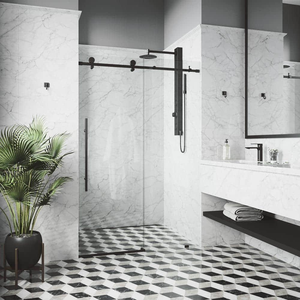 Elan E-Class 44-48" W x 76" H Sliding Frameless Shower Door with 3/8" Clear Glass