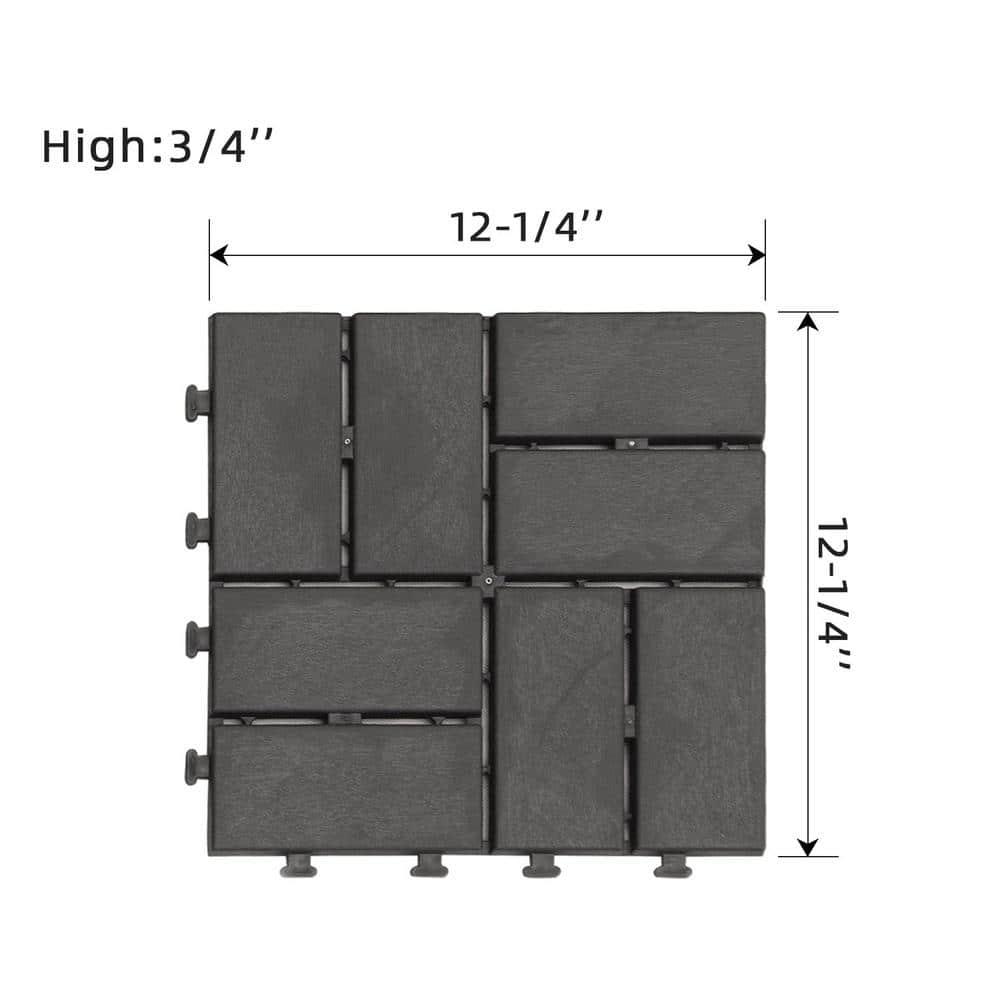 Goovilla Plastic Interlocking Deck Tiles, 27 Pack Outdoor Patio Flooring, 12"x12" Interlocking Decking Tile Outdoor All Weather Use, Waterproof Patio Pavers for Pool Balcony Backyard Porch, Dark Grey