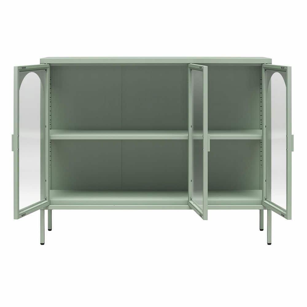 CosmoLiving by Cosmopolitan Chloe Metal Accent Cabinet With 3 Arched Glass Doors