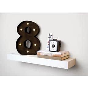 HIGH & MIGHTY Decorative 24" Floating Shelf Holds up to 20lbs, Easy Tool-Free Dry Wall Installation, Beveled, eCommerce Packaging, White