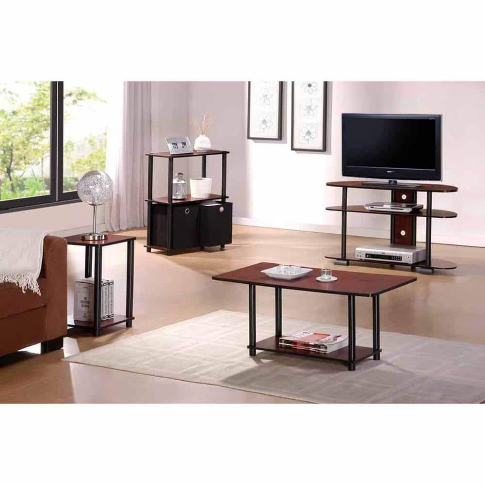 Furinno Turn-N-Tube Haydn Engineered Wood End Table in Dark Cherry/Black