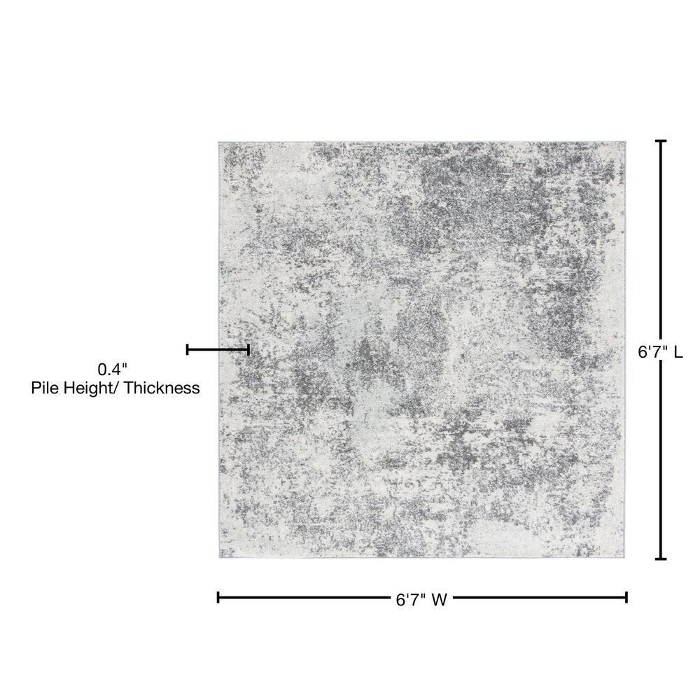 Tulum TUL209 Power Loomed Indoor Area Rug - Ivory/Grey - 6'7"x6'7" - Safavieh