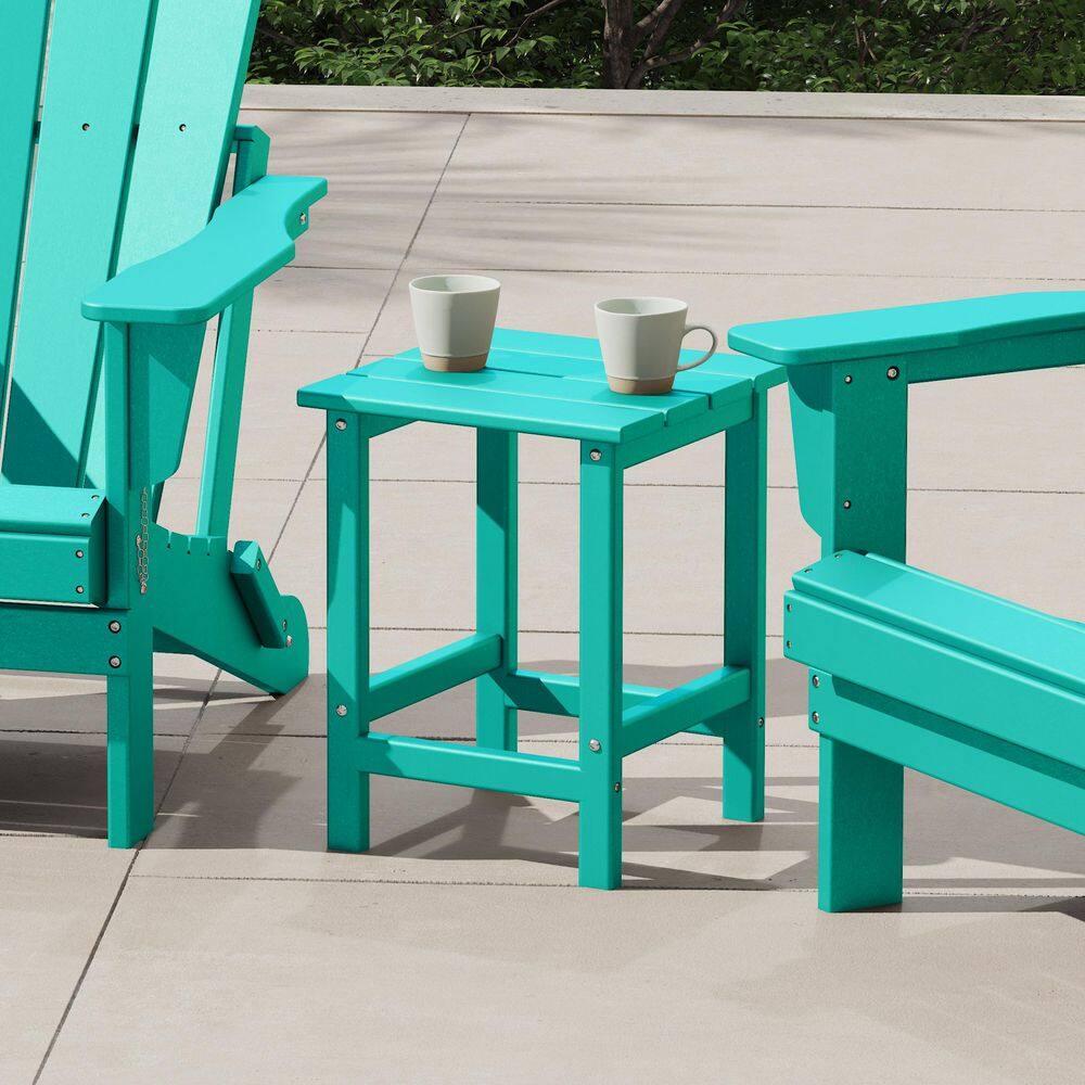 Polytrends  Laguna Hdpe All Weather Outdoor Patio Square Side Table Turquoise