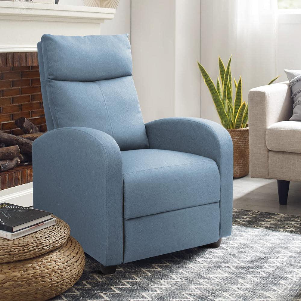 LACOO Linen Home Theater Recliner with Massage Backrest - Blue