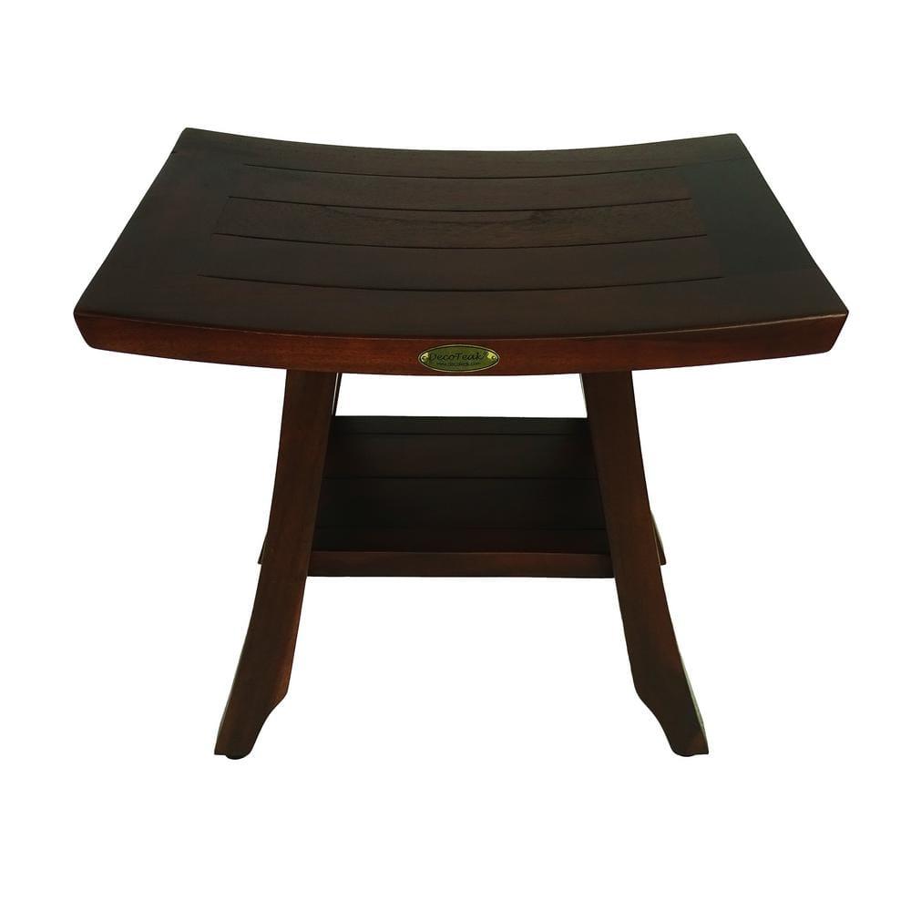 18&#34; Satori DT90 Wide Teak Wood Shower Bench with Shelf - DecoTeak