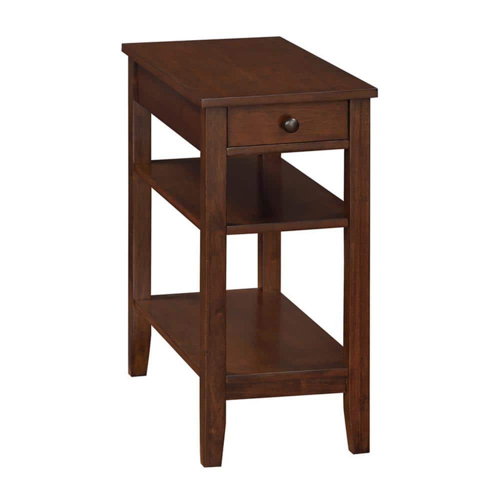 Convenience Concepts American Heritage End Table w/Charging Station and Shelves, Espresso