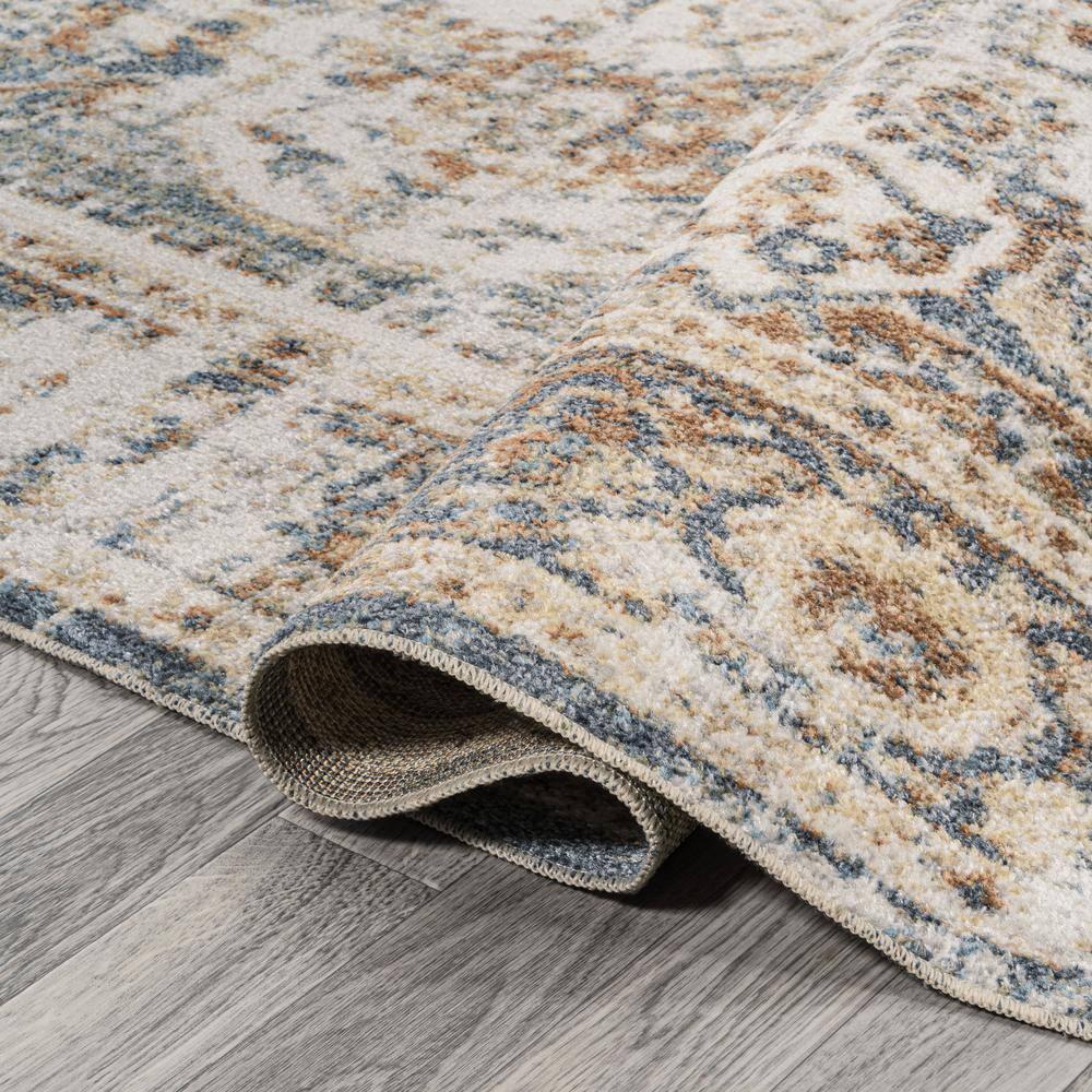 JONATHAN Y Keesha Bold Distressed Medallion Low-Pile Machine-Washable Blue/Cream 5 ft. x 8 ft. Area Rug