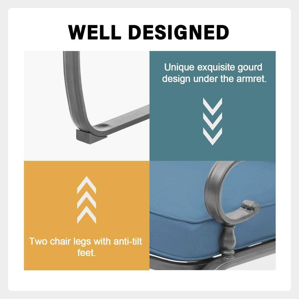 SUNCROWN 3-Piece Patio Furniture Outdoor Bistro Set Spring Metal Chairs and Round Bistro Table, Blue