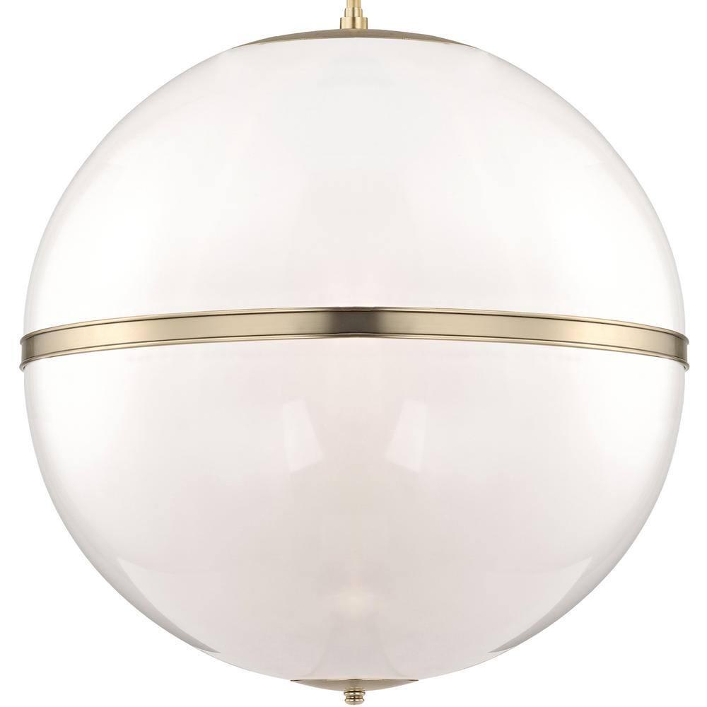 Aurora Aged Brass 4-Light Chandelier with Crystal Glass Shade