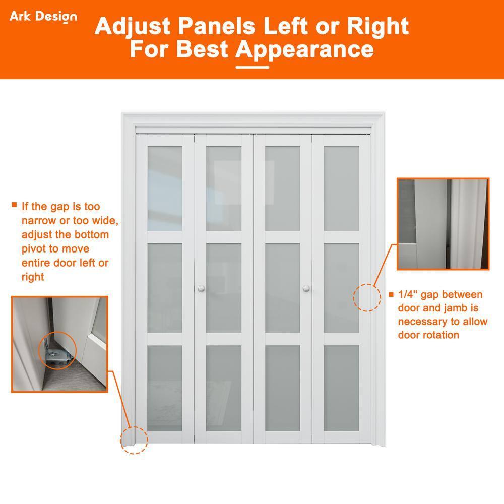 Home Worthy 3 Frosted  Lite Glass Bi-Fold Door With Installation Hardware Kit  And Handle