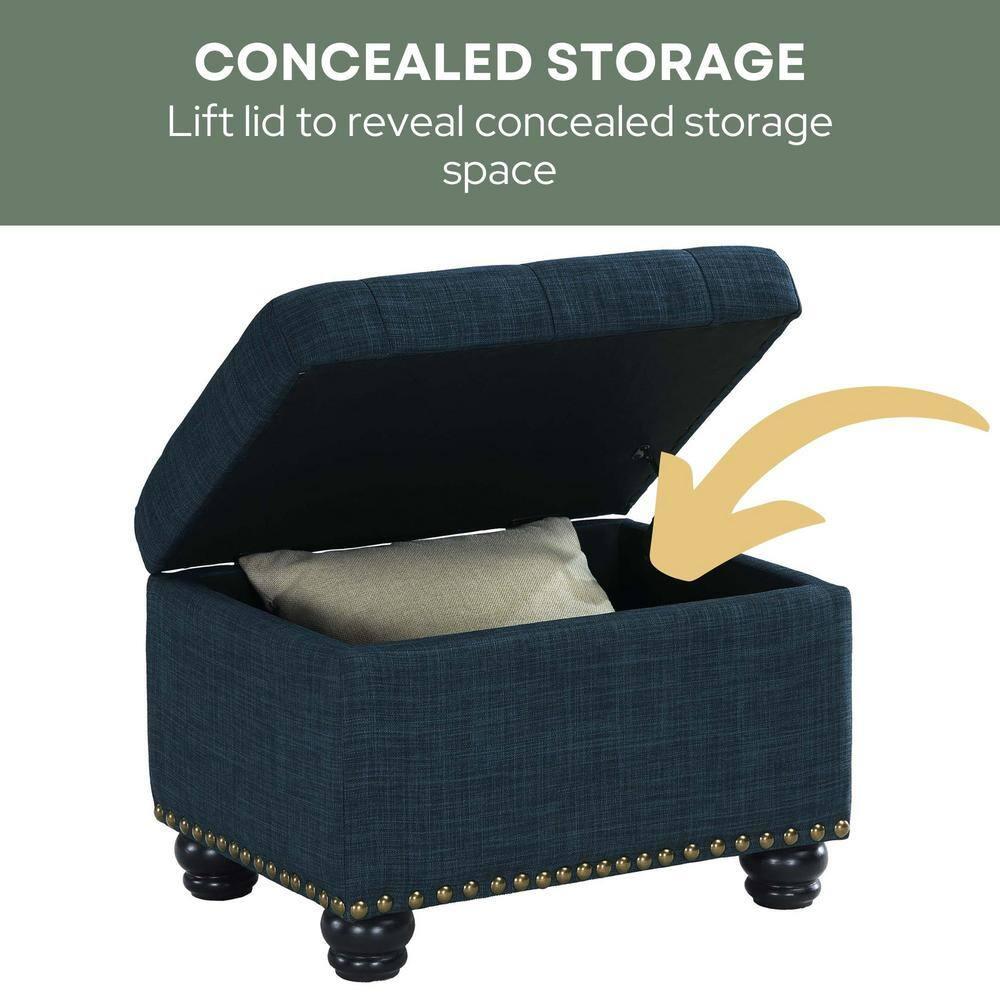 Convenience Concepts Designs4Comfort 5th Avenue Storage Ottoman, Dark Blue Fabric