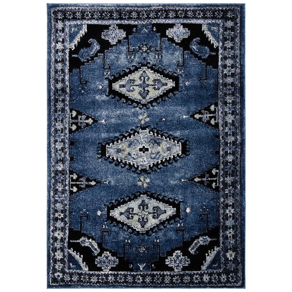 Vintage Hamadan VTH251 Power Loomed Area Rug - Blue/Black - 5'3"x7'6" - Safavieh.