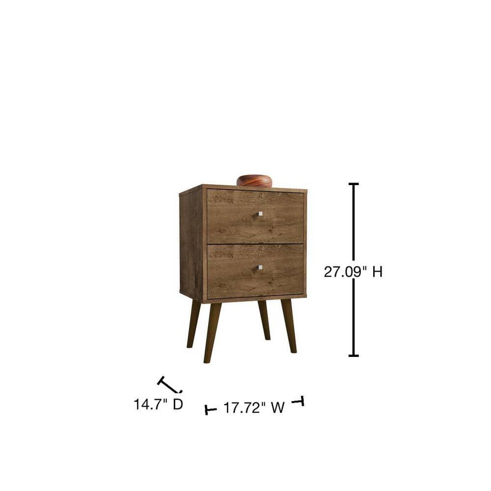 Liberty 2.0 Mid Century Modern Nightstand Rustic Brown - Manhattan Comfort