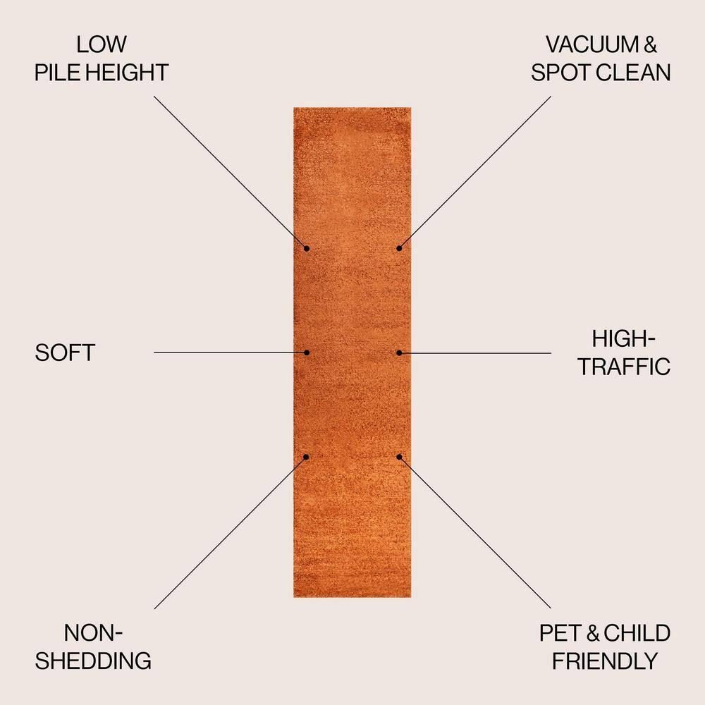 2'x10' Haze Solid Low-Pile Runner Rug, Orange - JONATHAN Y