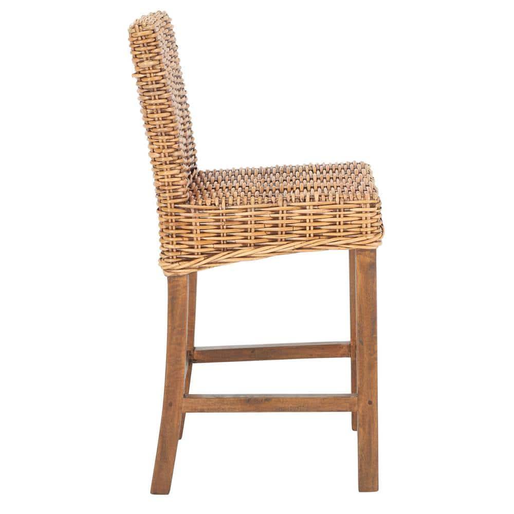 Tobie Rattan Counter Stool - White Washed - Safavieh