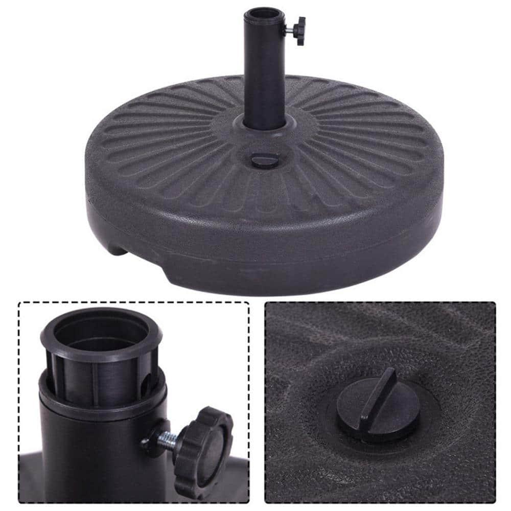 Costway 20'' Round 23L Water Filled Umbrella Base Stand Self-filled Patio Furniture Black