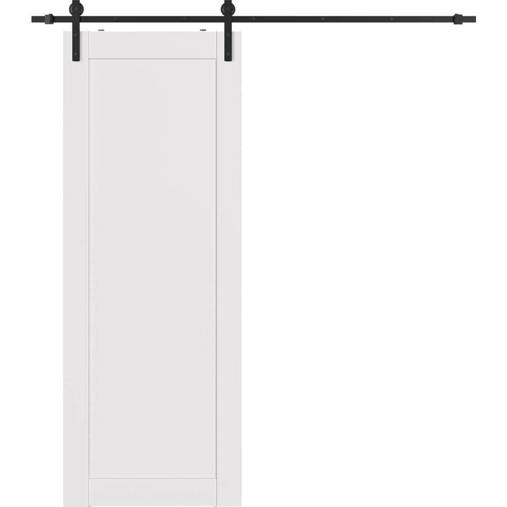 Belldinni Shaker 1 Panel Manufactured Wood Solid Core Sliding Hidden Barn Door With Base Board with Installation Hardware Kit