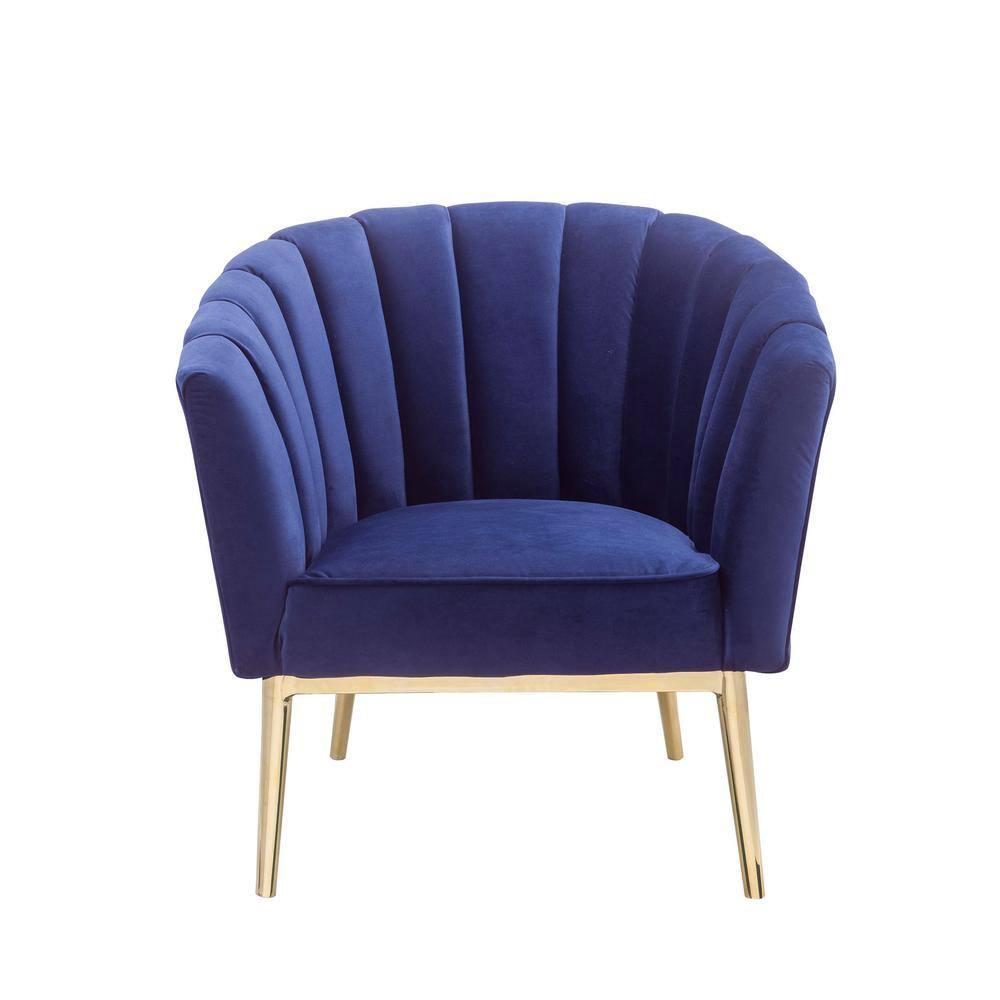 31" Colla Accent Chair Midnight Blue Velvet/Gold Finish - Acme Furniture