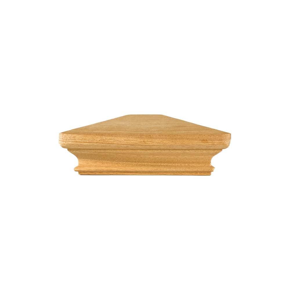 4x4 Traditional Wood Pyramid Post Cap by Captiva - One-Piece Miterless - 3/8" Extended Lip - (3-1/2" x 3-1/2")