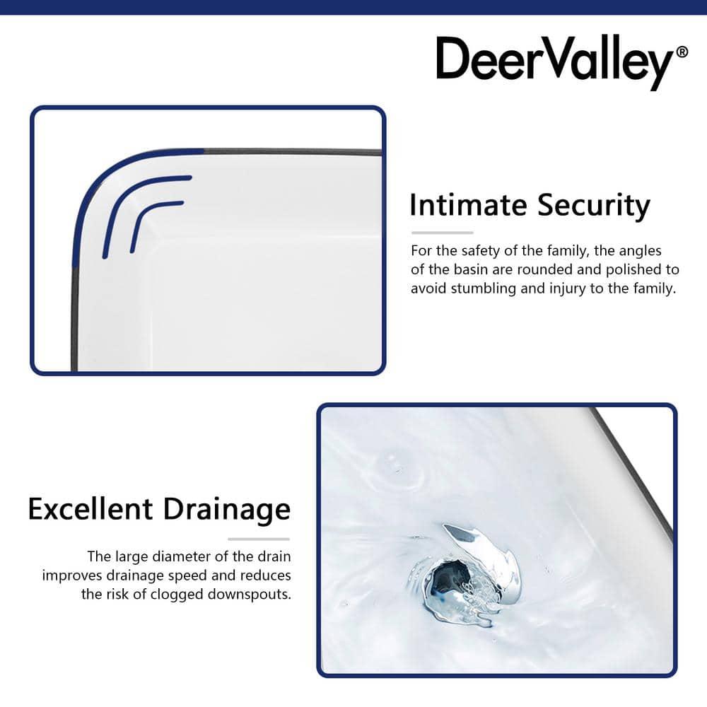 DeerValley Ace 15'' White/Black Square Ceramic Vessel Bathroom Sink