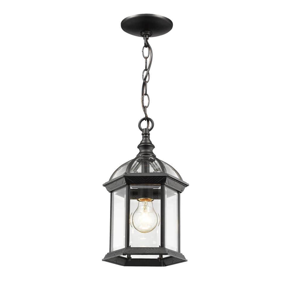 1 Light Outdoor Chain Mount Lantern In Gothic Style 8 Inches Wide By 13.75 Inches High-Black Finish Z-Lite 563Chm-Bk
