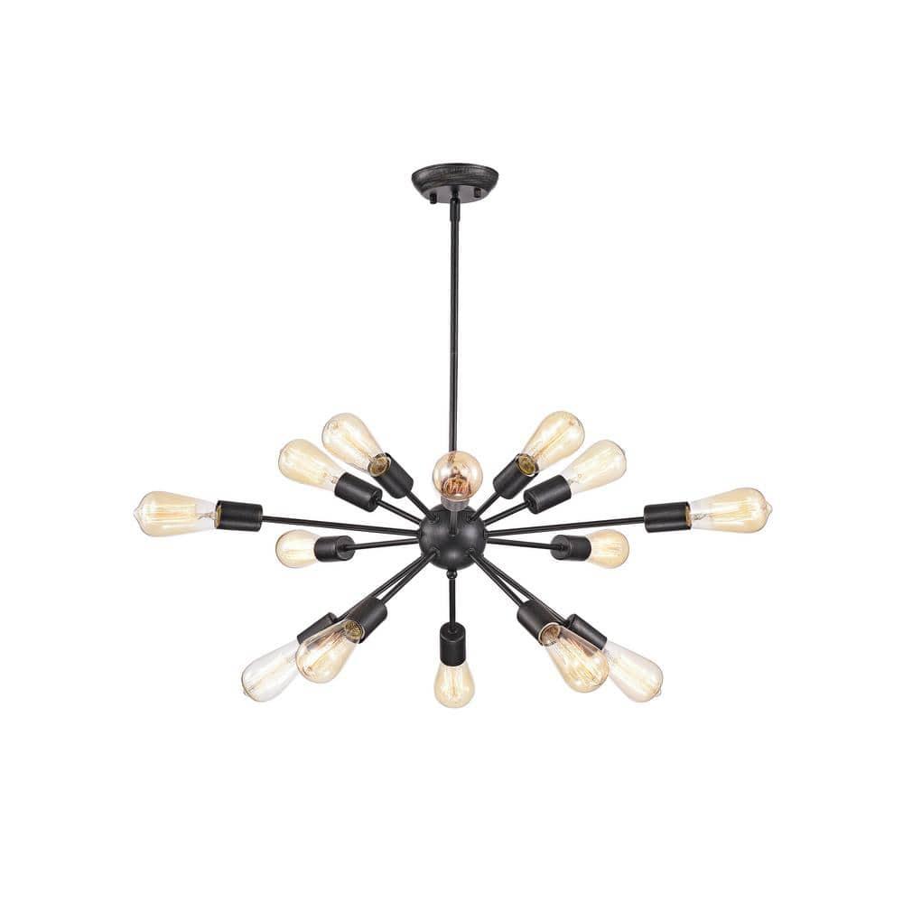 The Lighting Store Lorena Sputnik Antique Black 15-Light Industrial Pendant Chandelier