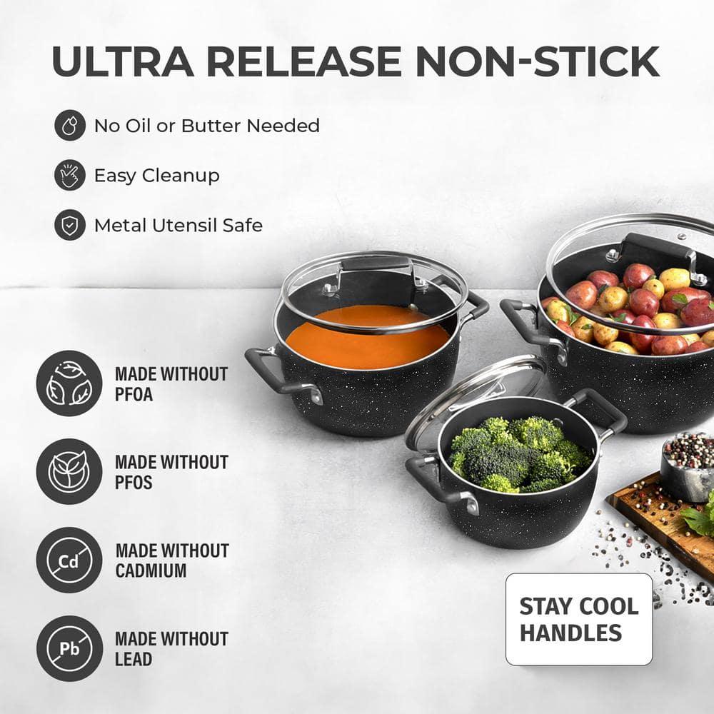 Granitestone Granitestone 6 Piece Stackable Nonstick Nesting Pots with Lids, Dishwasher Safe