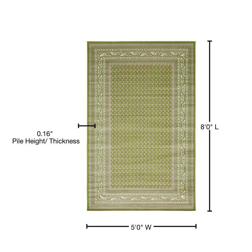 Unique Loom Williamsburg Collection Area Rug - Allover (5' 1" x 8' Rectangle Green/Gray)