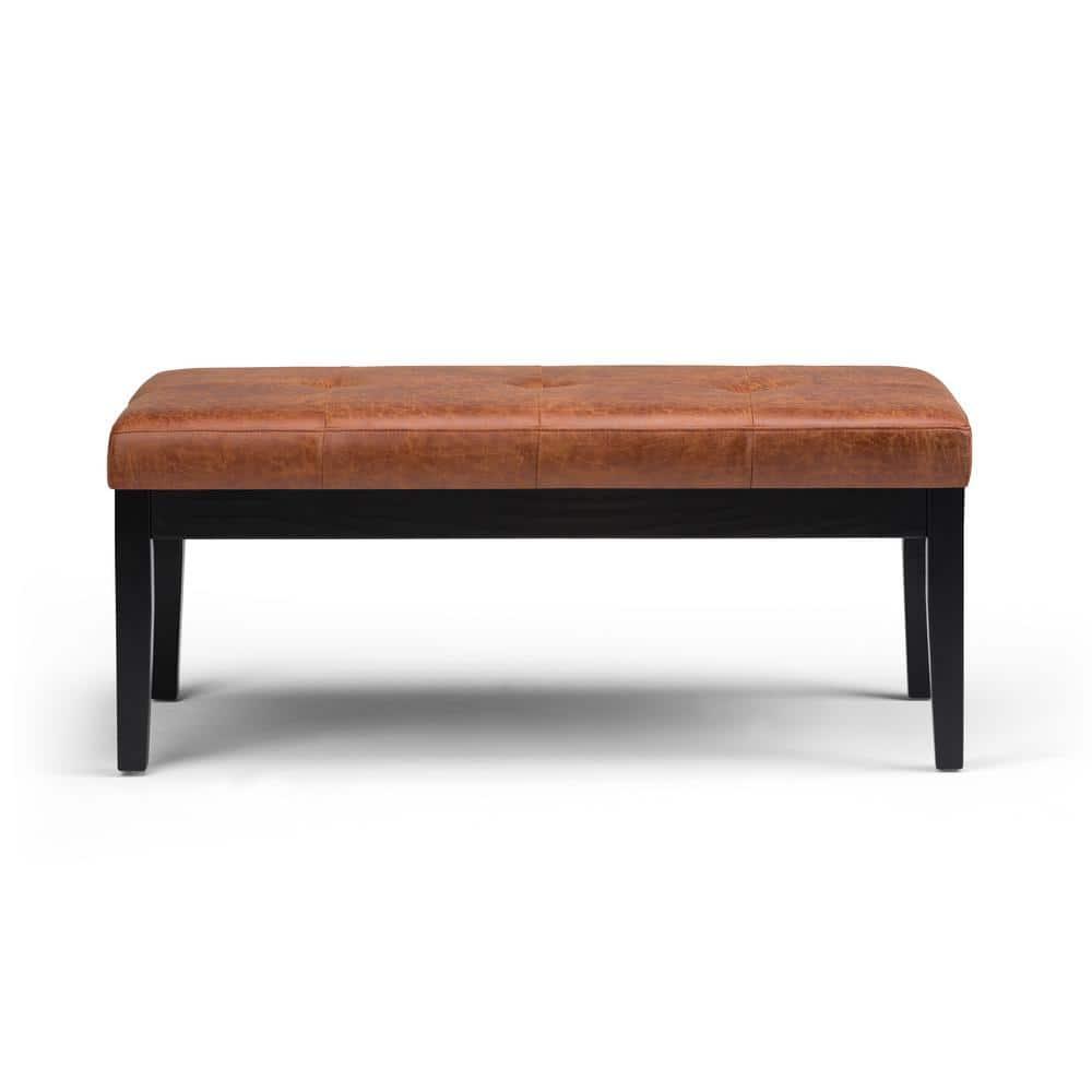 Simpli Home Lacey 41"W Tufted Ottoman Bench with Solid Wood Frame