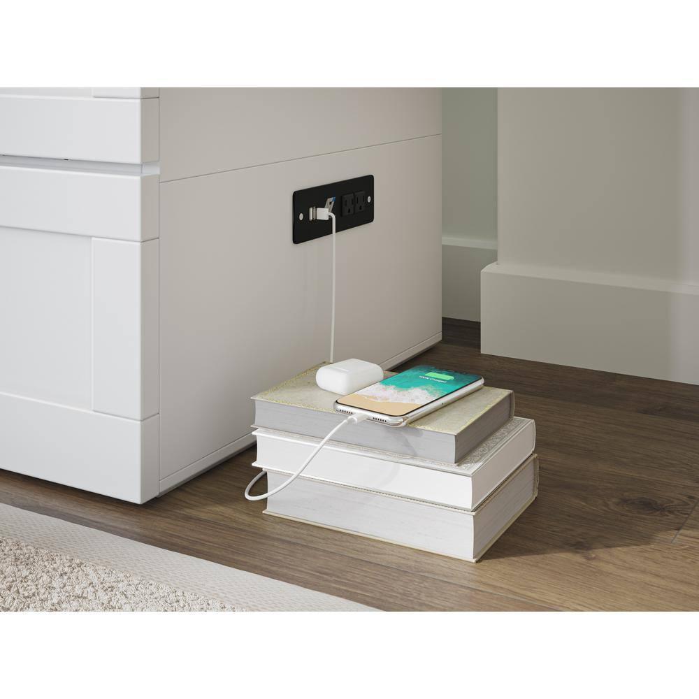 AFI Hamilton Full Solid Wood Murphy Bed Chest with Built-In Charger in White