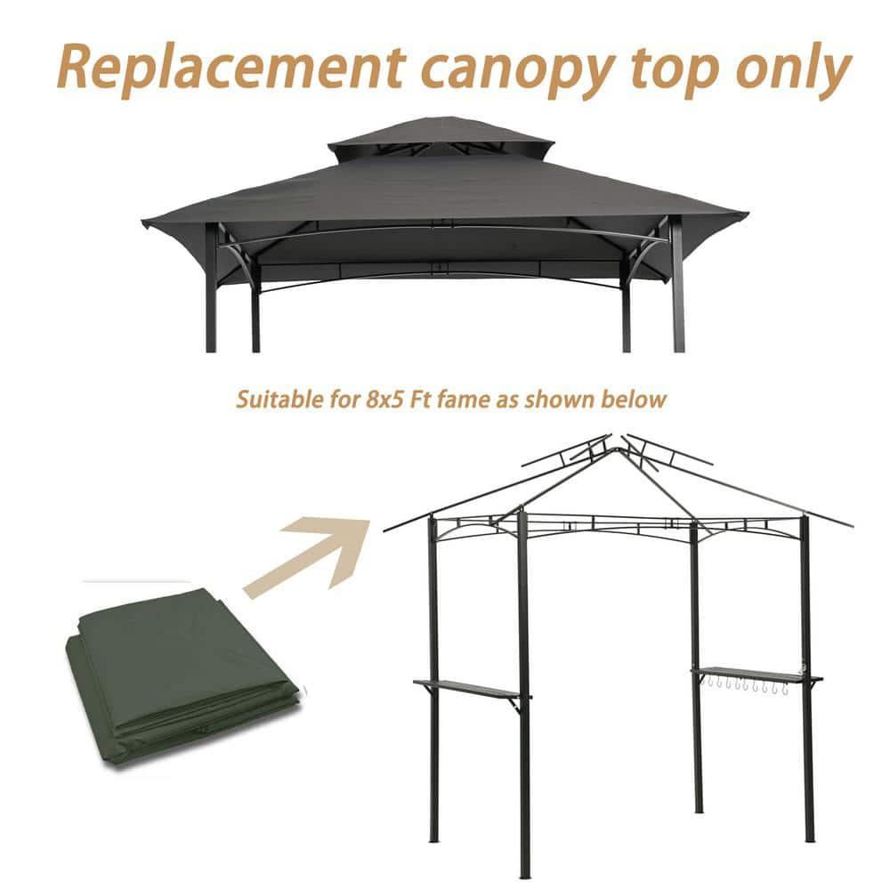 Only Choice 8 x 5 Ft Double Tiered Grill Gazebo Replacement Canopy Only.BBQ Tent Roof Top Cover,Grey