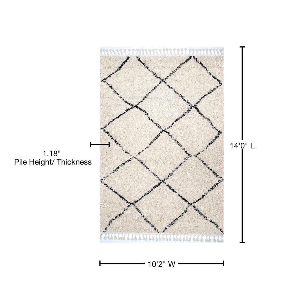Nuloom Jessie Trellis 10x14 Indoor Area Rug for Living Room Bedroom Dining Room, Off White/Charcoal