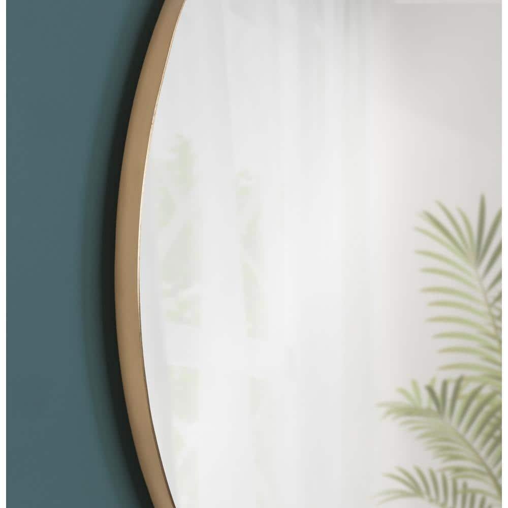 28" Rollo Round Wall Mirror Gold - Kate & Laurel All Things Decor: Modern Style, Metal Frame, No Assembly Required