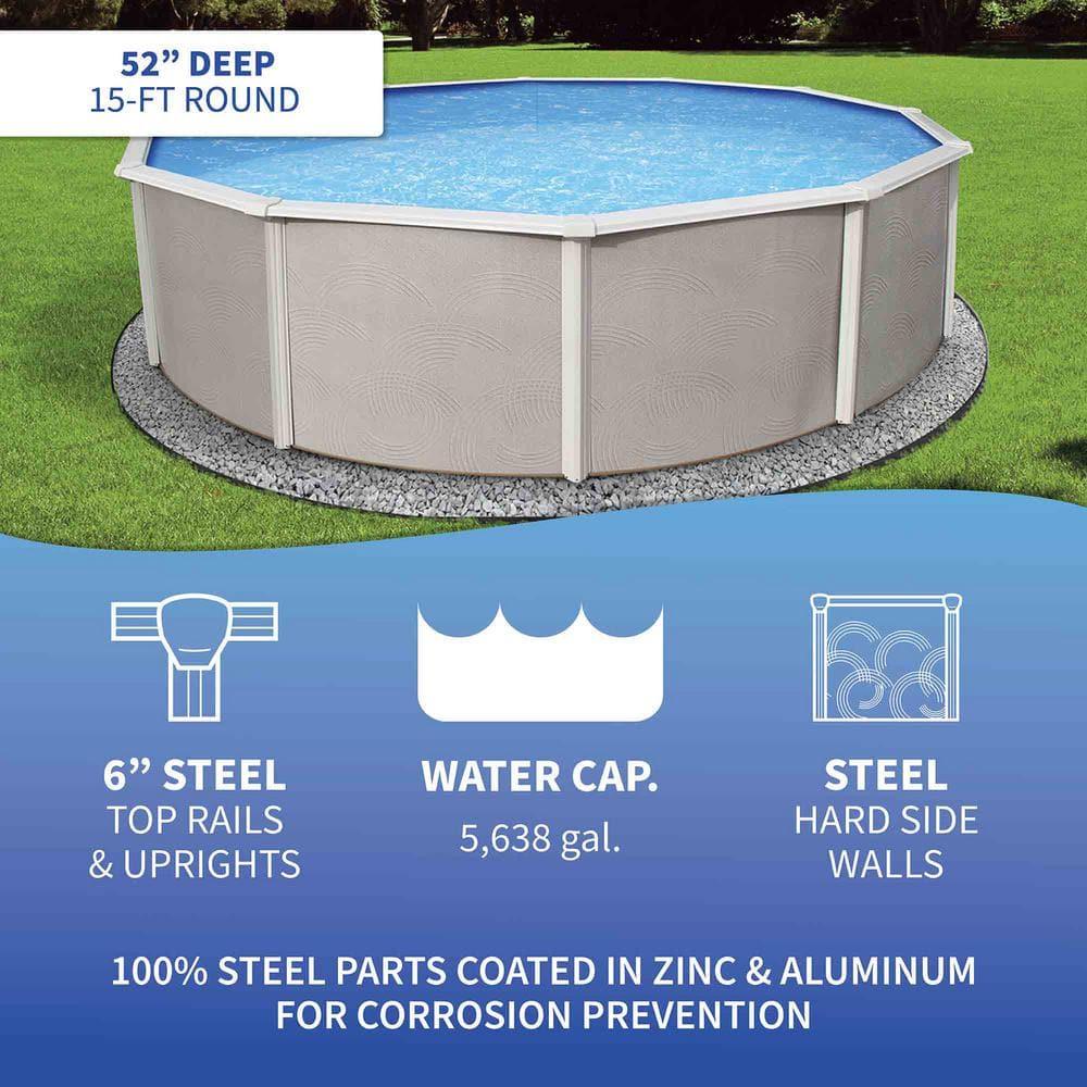 Blue Wave Products Belize Round 52-in Deep 6-in Top Rail Swimming Pool Package