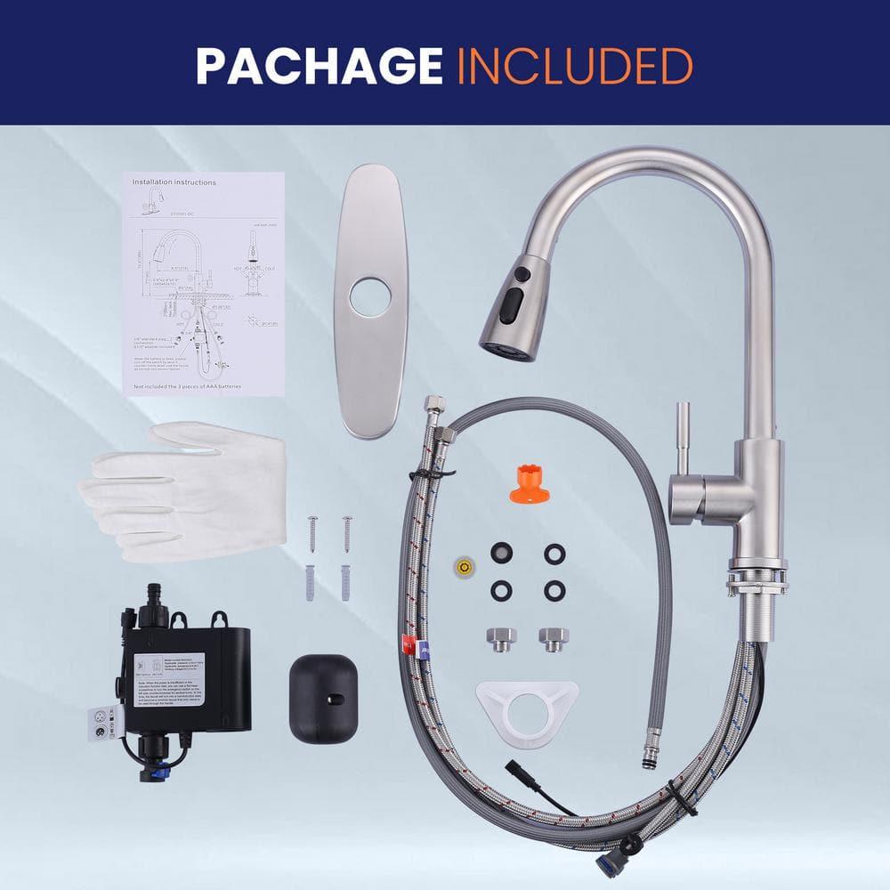ARCORA Stainless SteelSingle Handle Pull-Down Sprayer Kitchen Faucet Set with Touchless Sensor