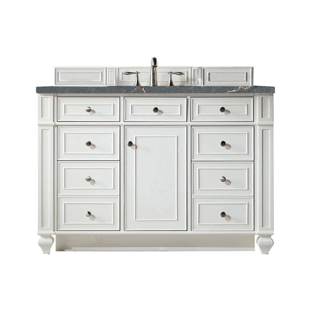 Bright White Plywood Single Vanity with Parisien Bleu Quartz Top