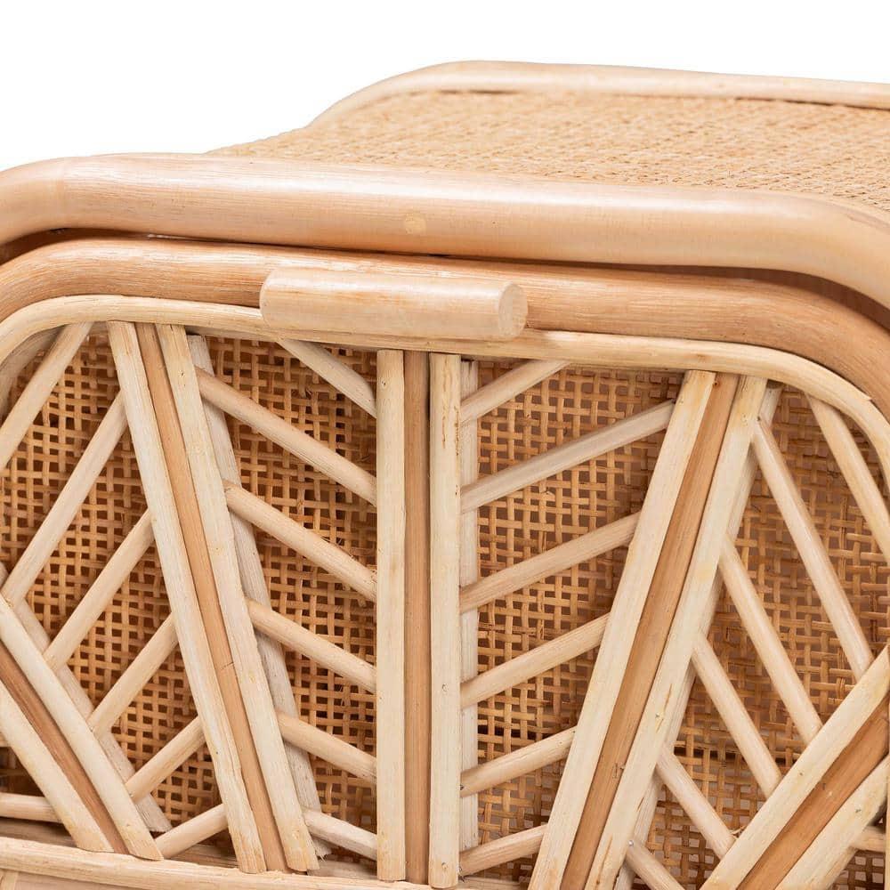 bali & pari Carabella Natural Rattan 1 Drawer Nightstand Natural: Handcrafted, Bohemian Design, Secure Storage